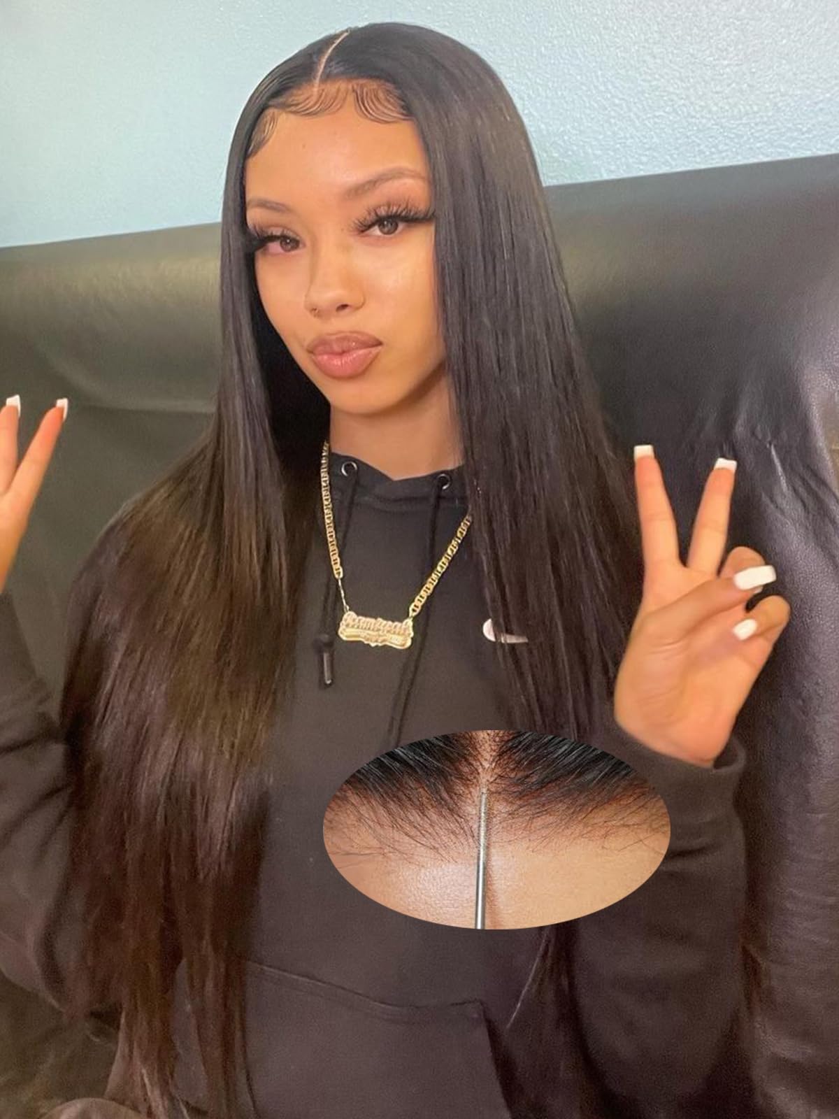 Straight Glueless Pre Plucked Pre Cut 7X5 HD Lace Pre Bleached Knots Wigs Human Hair,Wear and Go Lace Front Wig with Natural Hai