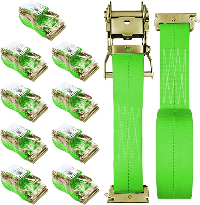 SALUINOKI 10Pack E Track 2 Ratchet Strap Etrack Van Box Truck Strap Accessories Heavy Duty 12ft E Track Accessories 4400lb...