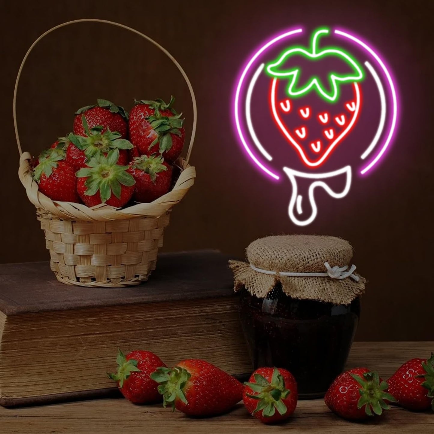 Strawberry Neon Sign Fruit Neon Light Usb Dimmable Neon Restaurant Bar Club Home Wall Decor Gift  Strawberry Lover  Drink Led Light For Wall Decor  Party  Christmas  Wedding  Kawaii Art
