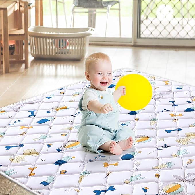 Premium Foam Baby Play Mat for Floor 79" X 71", Extra Large Soft Thicker Activity Playmats for Babies, Toddlers, Infants, Play & Tummy Time, Foldable & Machine Washable Baby Crawling Mat