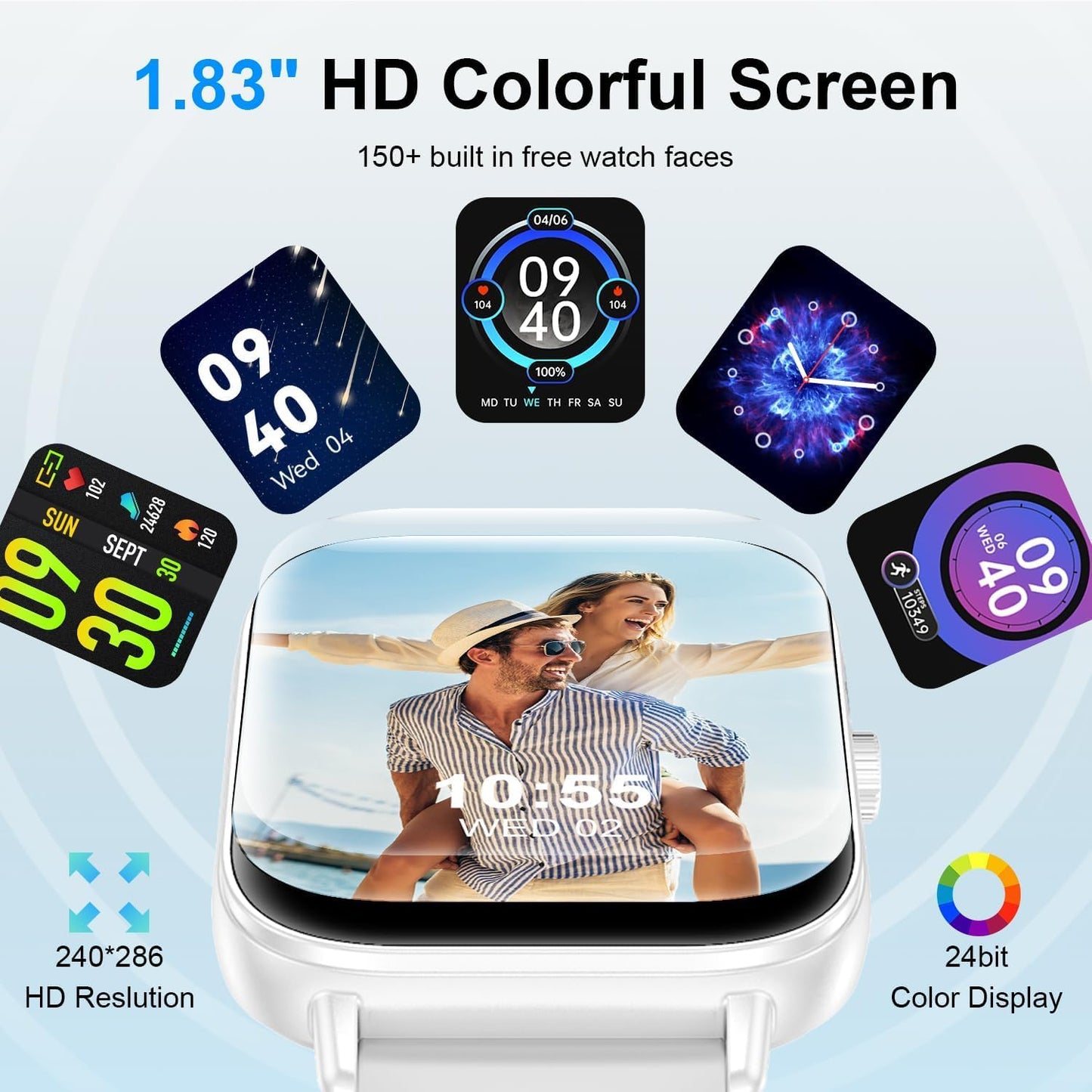 Smart Watch For Women Men, 1.83 Hd Touchscreen Smartwatch With Bluetooth Call/Make Calls, Ip68 Waterproof Fitness Tracker With