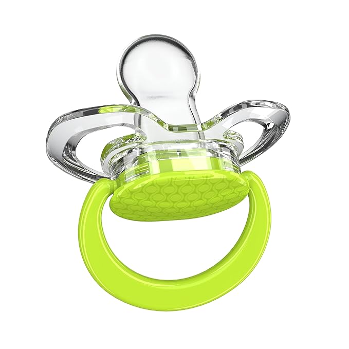 Smilo Baby Pacifier with Orthodontic Design for Healthy Dental Development - Stage 2 for Babies 3-9 Months - Pack of 3X 100% Silicone Pacifiers BPA Free - Green