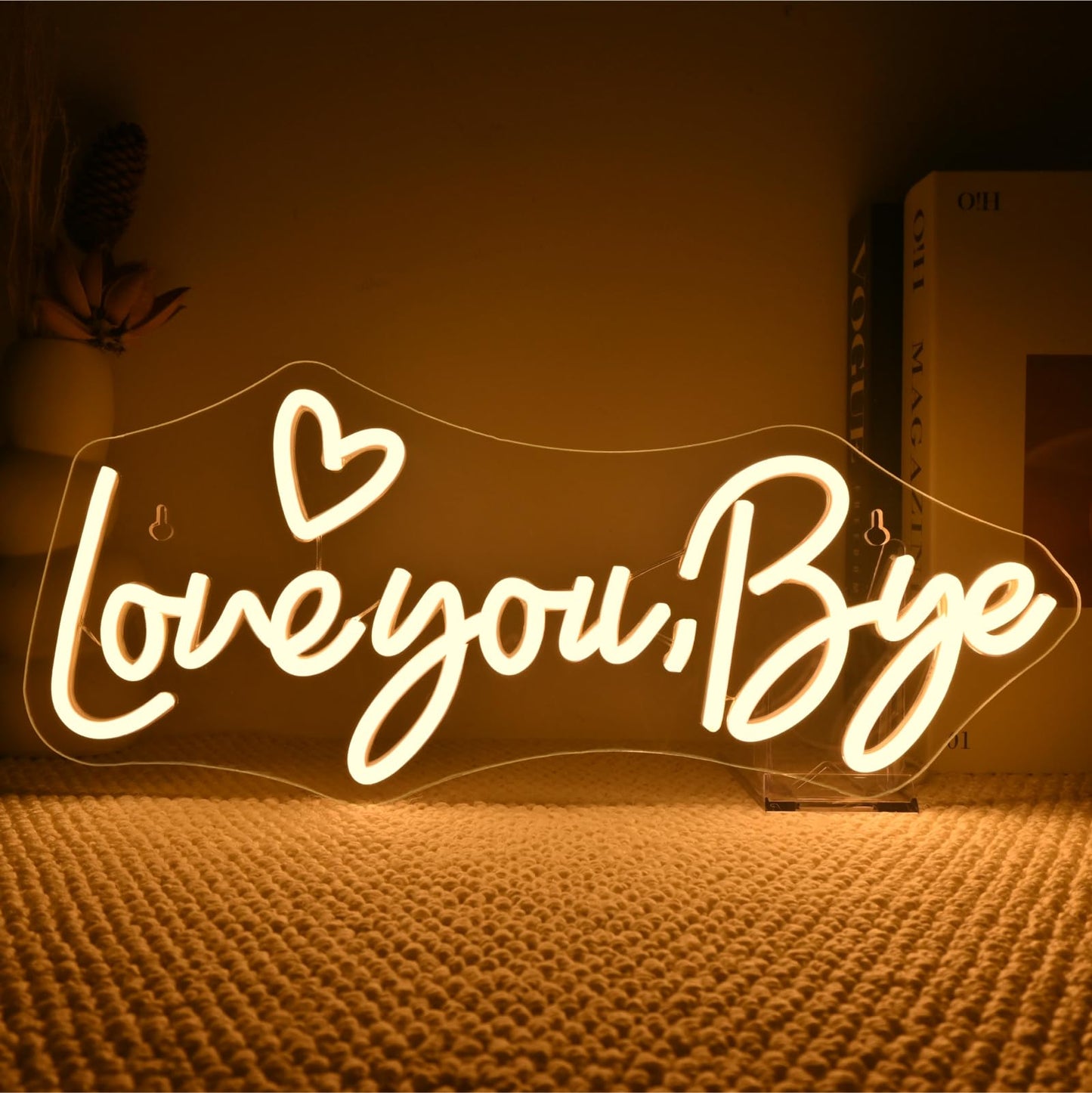 FAXFSIGN Neon Sign for Wall Decor - Love You Bye, Warm White, Acrylic, Modern Design, Ideal for Entryway, Bedroom, Wedding, Party, Gift