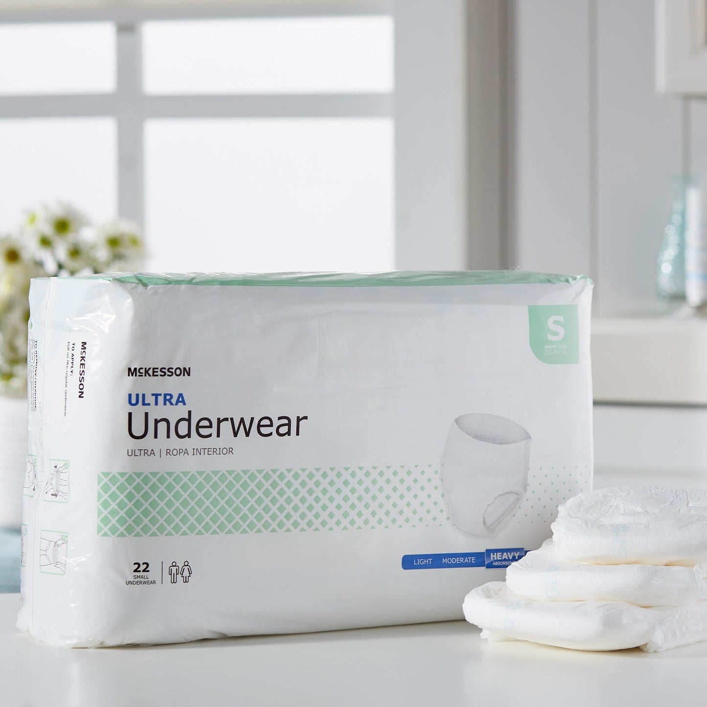 McKesson Ultra Adult Incontinence Underwear, [88 Count], Heavy Absorbency, Small, 22-36 in. Unisex Bladder Leak Protection, Pull-On Style with Tear-Away Sides, Postpartum and Incontinence Support