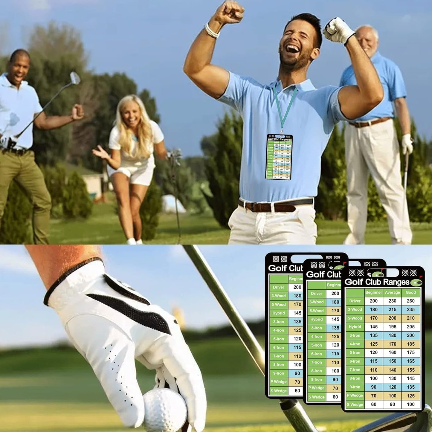 Golf Club Range Chart Card 2 x 3.5 inch Golfers Quick Reference Distance Card Golf Club Range Estimation Cheat Sheet Golfing Guide Card 10 Pcs