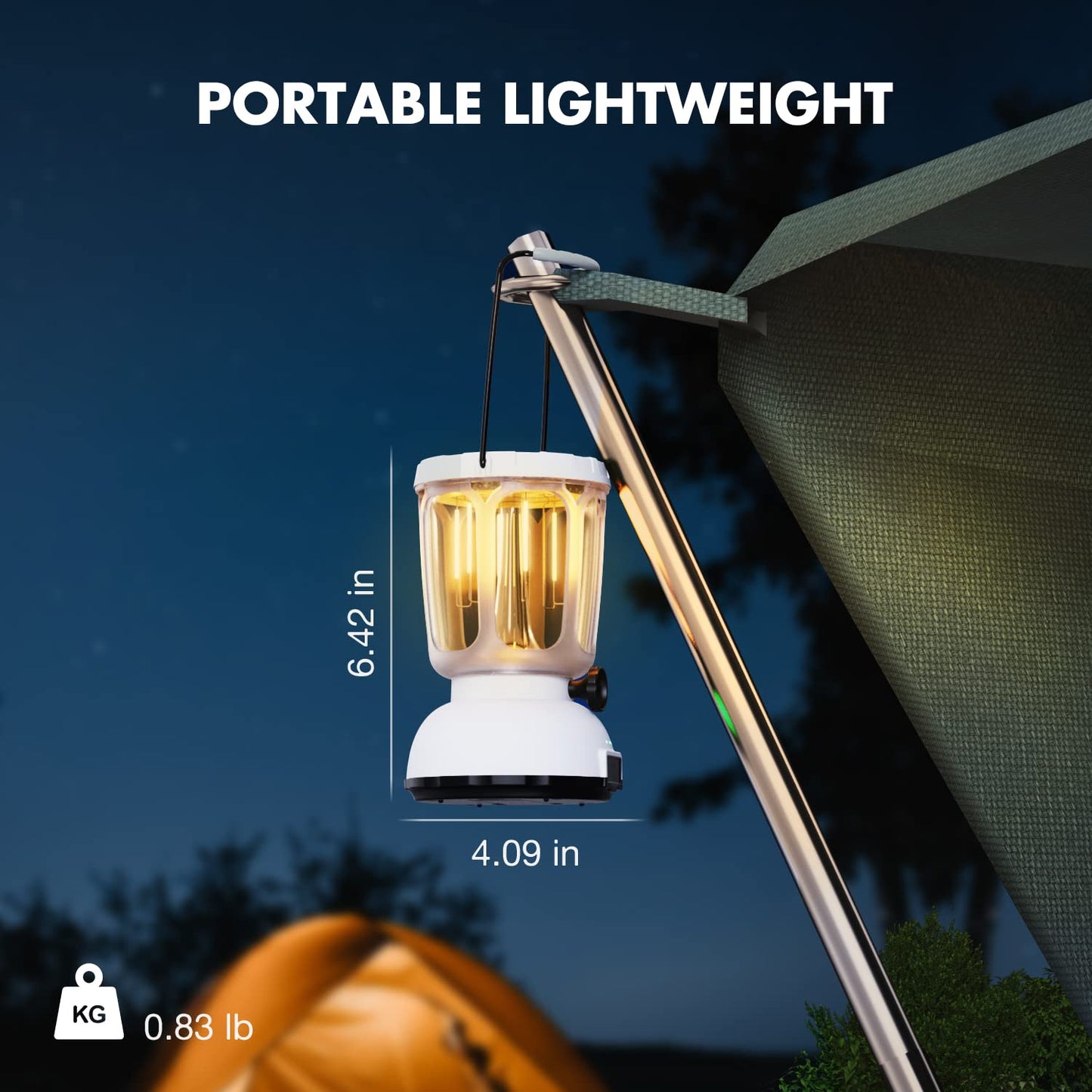 Mesqool Led Lantern Flashlight 650Lm, Rechargeable, Solar Crank, 4.09X4.09X6.42In, White, Model Cl7000
