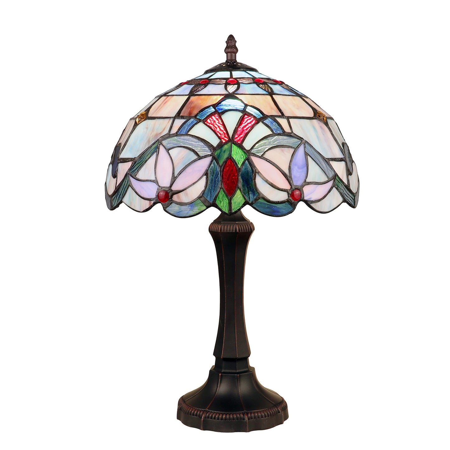 Chloe Lighting Table Lamp, Victorian-Style, Dark Bronze, Glass, 12in Wide, Model CH3T381VB12-TL1, Multicolor
