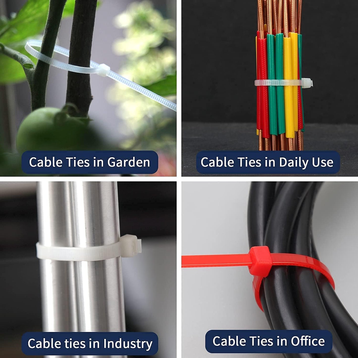 XINGO 8 Inch Silver Cable Zip Ties (500 Pack), 40 Lbs Tensile Strength-Heavy Duty, Self-Locking Nylon Plastic Nylon Wire Ties for indoor and outdoor use