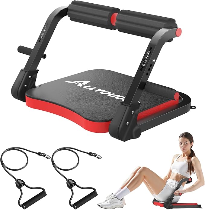 Ab Machine,Sit Up Exercise Equipment& Core Machine, Workout Equipment,Adjustable Ab Trainer with 3 Resistance Levels and R...