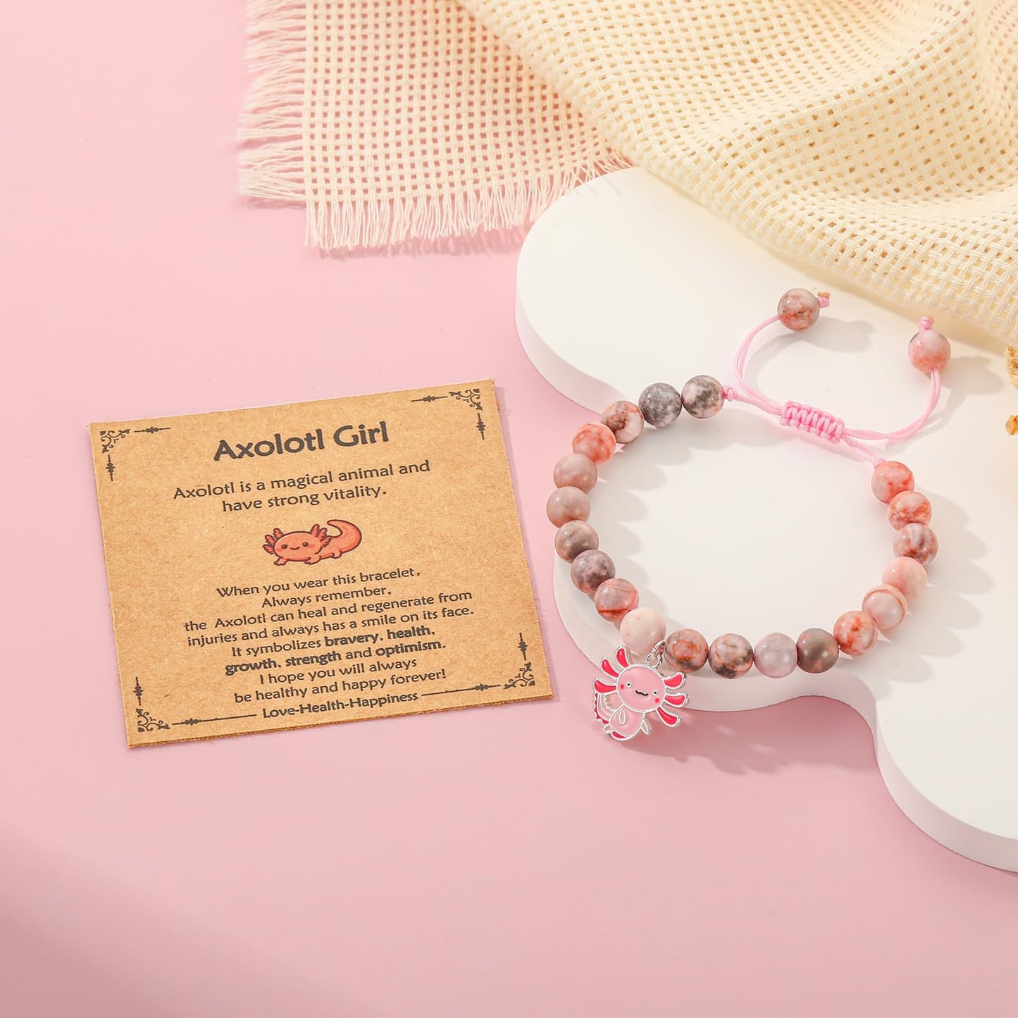 VULETO Axolotl Bracelet Gifts for Girls Women, Charm Bracelet Axolotl Costume Stuff Birthday Decorations Christmas Valentines Je