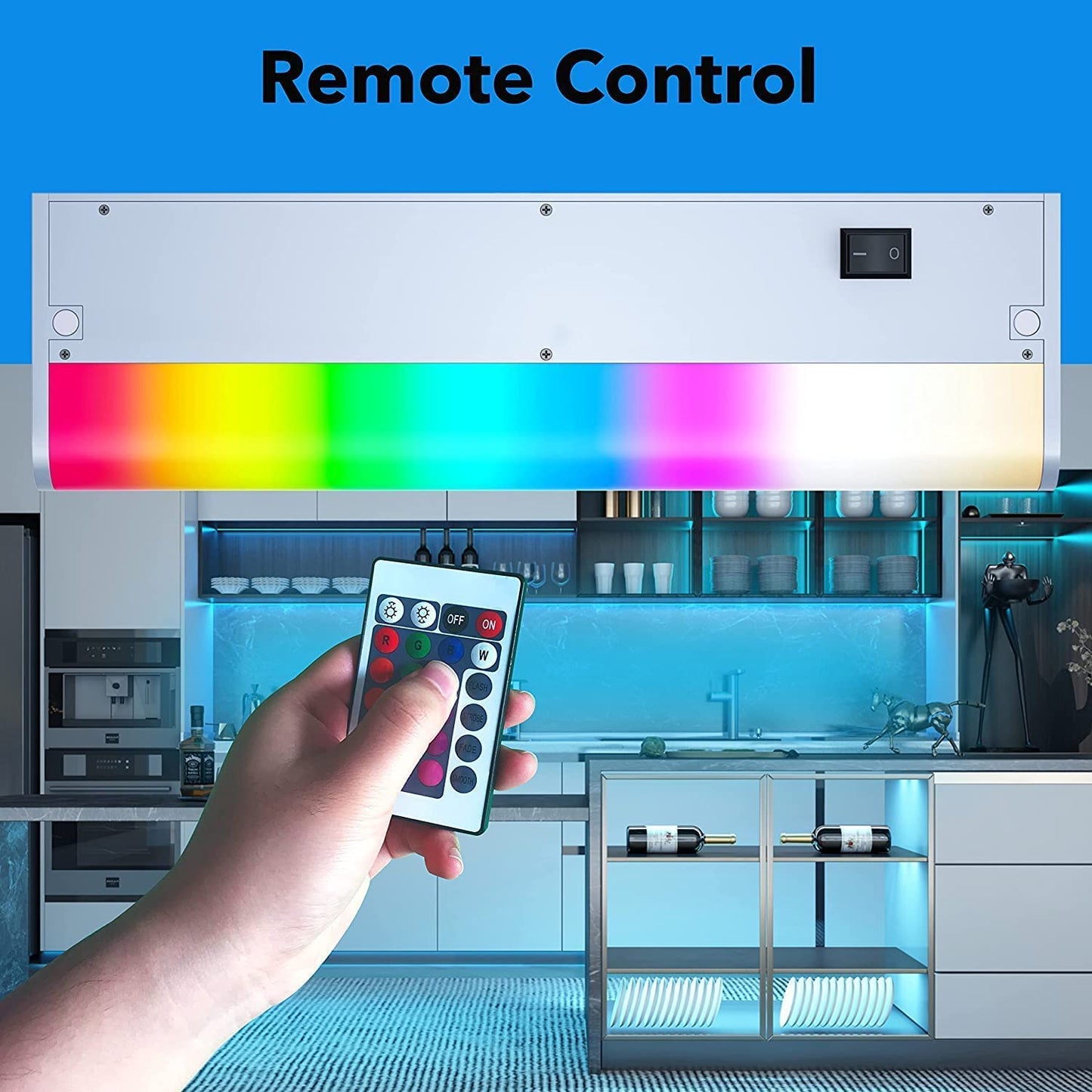 LAMPAOUS LED Under Cabinet Lighting, Smart Dimmable RGB & White, Hardwired, 2-Bar 24 Inch, Aluminum, Model LPS-FS-9, White