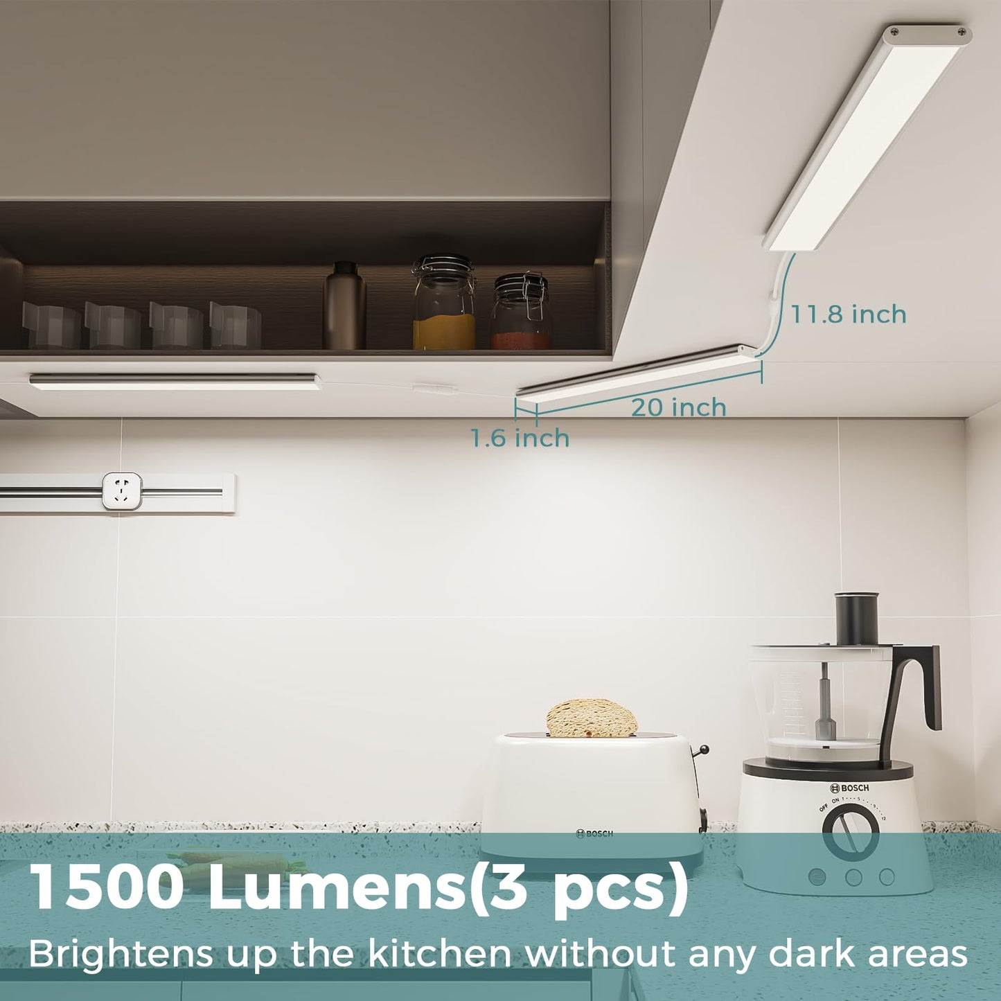 ASOKO Under Cabinet LED Light, Dimmable 4000K, 12 inch, 6 Pack, Alloy Steel