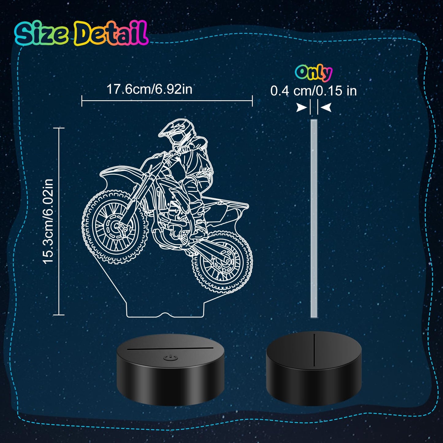 Linkax 3D Illusion Night Light & Soccer Gift For Teens  Boys & Kids - 8 To 12 Year Olds - Football Accessories & Room Decor (Bike)