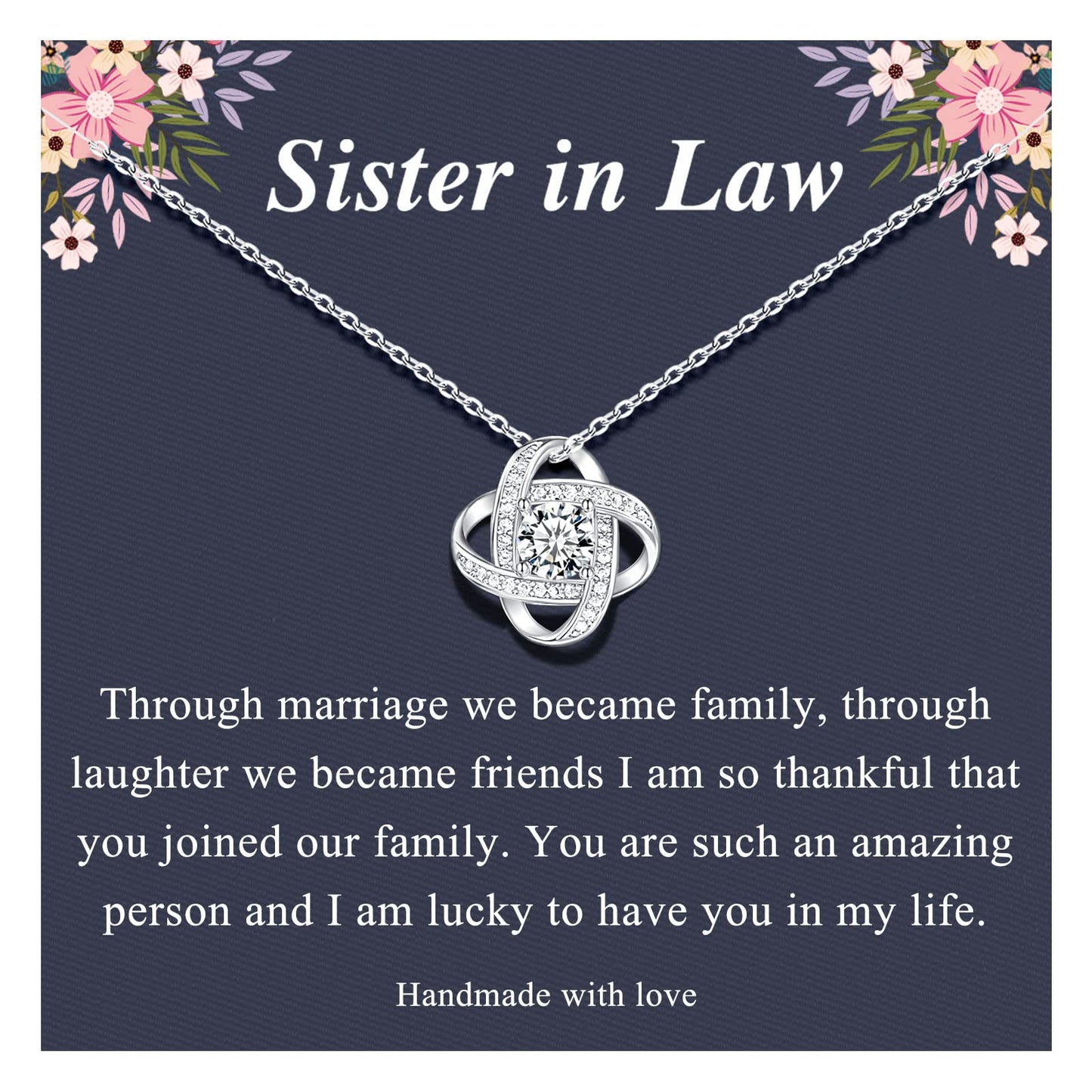 UNGENT THEM Mothers Day Gifts for Sister in Law Christmas Wedding Birthday Ideas Jewelry Love Knot Necklace