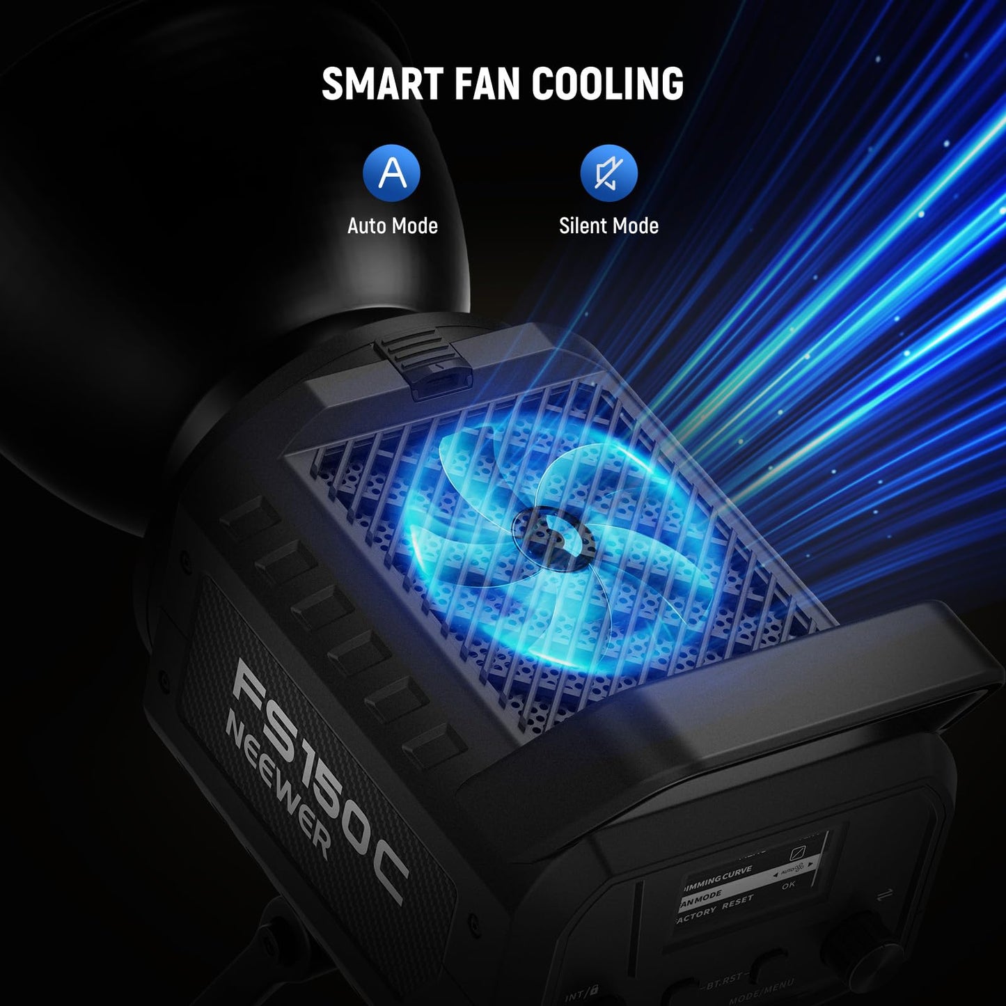 NEEWER 130W RGB LED Video Light APP/2.4G Control 17 Effects, 2500-7500K 19800lux/1m COB Continuous Lighting Output with CRI97/TLCI98 4 Dimming Curves, Bowens Mount Spotlight for Studio Shoots, FS150C