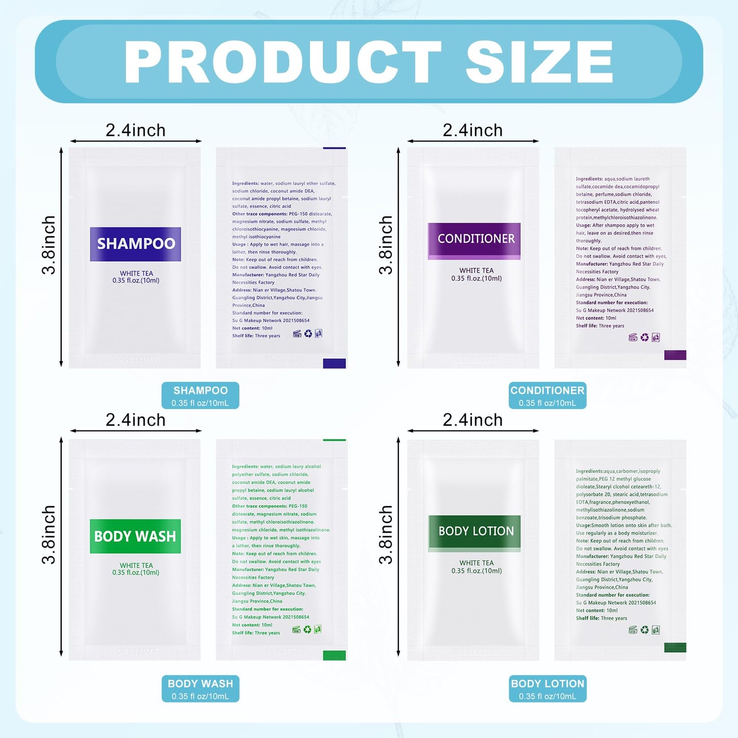 4IN1 Toiletries Bulk Set,Travel Size Toiletries Bulk(60 Pcs) 4-Piece Set: 15pcs Travel Size Body Wash, 15pcs Hotel Shampoo,15pcs