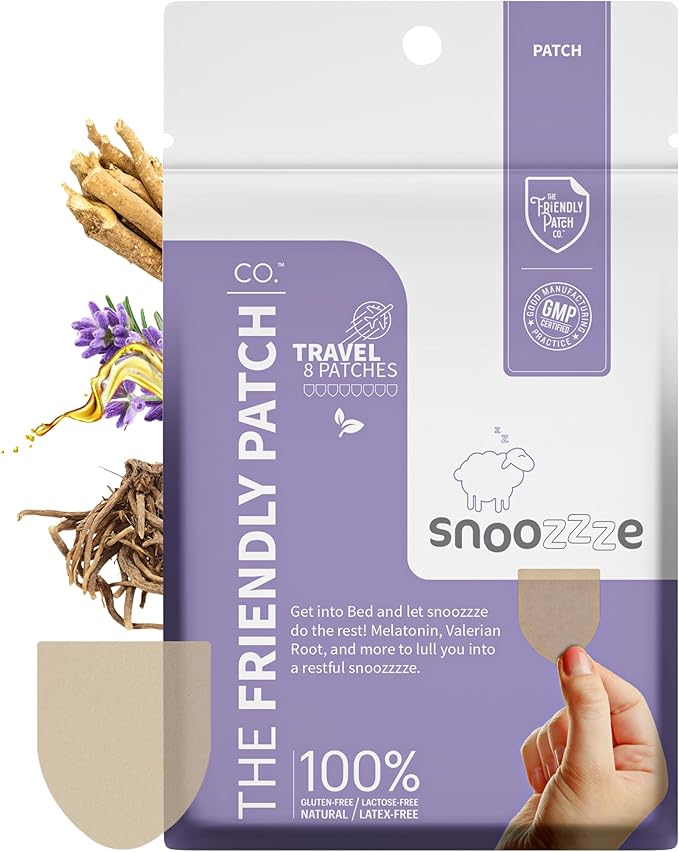 Sleep Patches, The Friendly Patch Snooze Sleep Aid Patch, Natural Sleep Patches with Melatonin, Valerian Root, Ashwagandha & Magnesium Sleeping Patches, Travel Essentials sleep Patch
