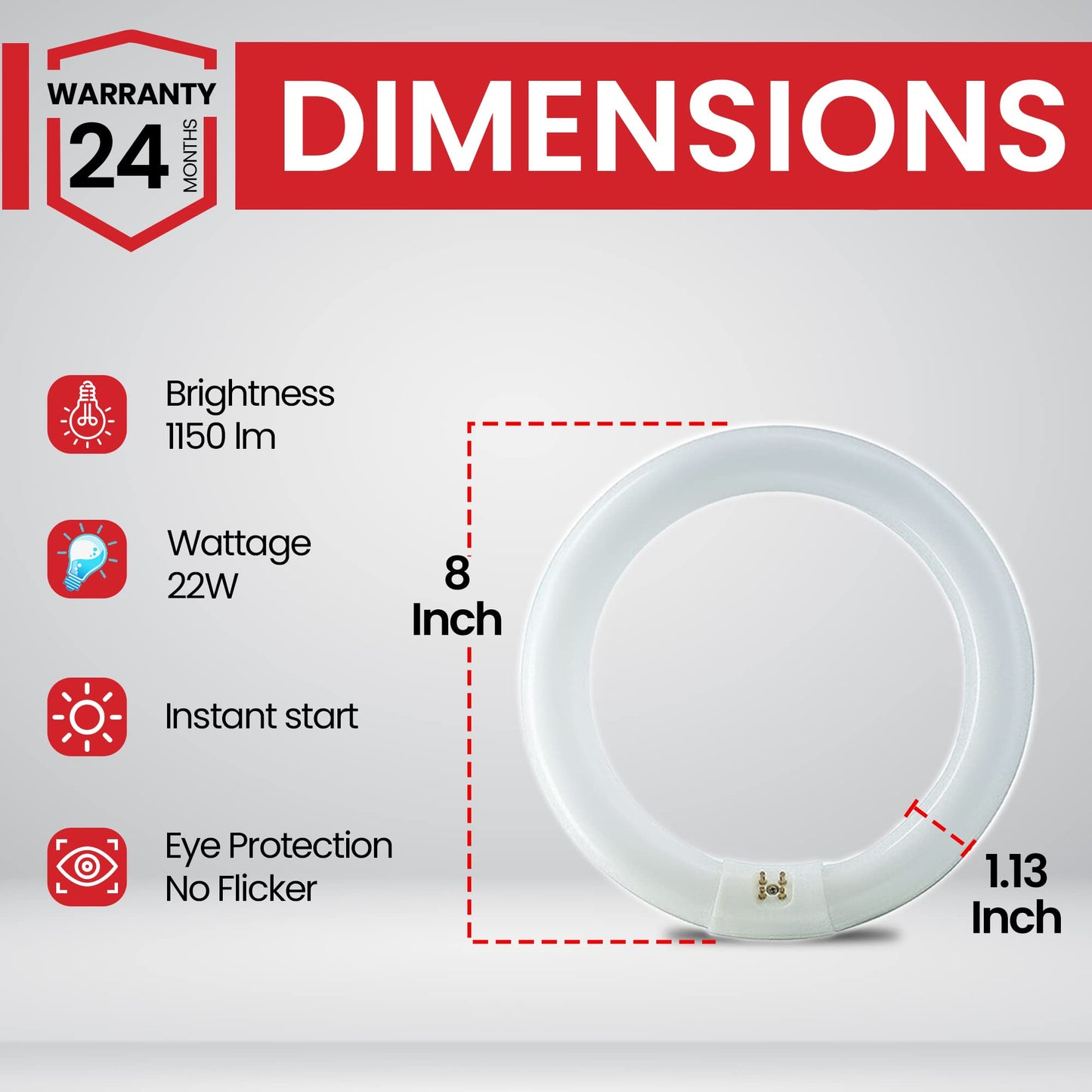 Bulbmaster Fc8T9/Cw 22W T9 Fluorescent Circular Light Bulb, Cool White 4100K, G10Q 4-Pin Base, 8