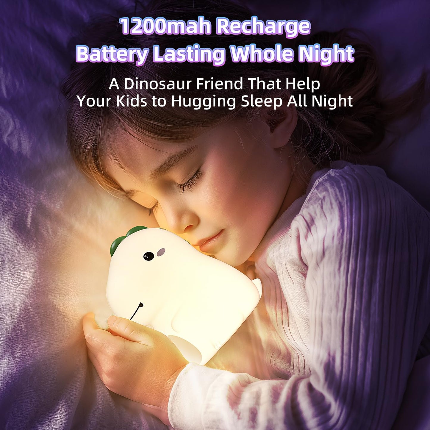 Kinyilo Dinosaur Night Light For Boys  Dino Lamp Silicone Light  16 Color Nightlight  Rechargeable Battery Powered  30Min Timer Off  Ideal Gifts For Kids Toddler Baby