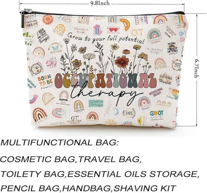 Occupational Therapy Gifts,Therapist Occupational Therapy Makeup Bag Zipper Pouch Travel Toiletry,Therapist Gifts,Ot Gifts,Gifts For Occupational Therapy, white