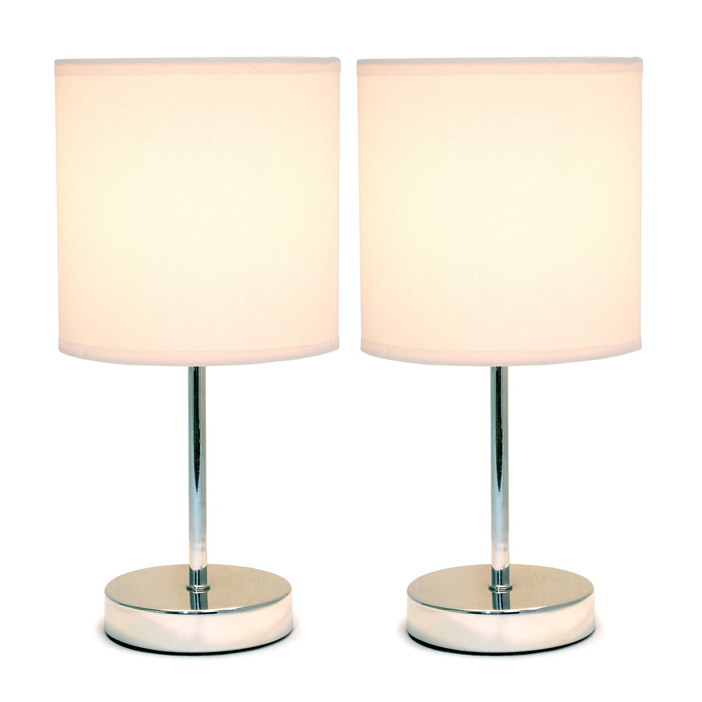 Simple Designs Lt2007-Bpk Mini Table Lamp, Chrome, Fabric Shade, Blush Pink, No Bulb