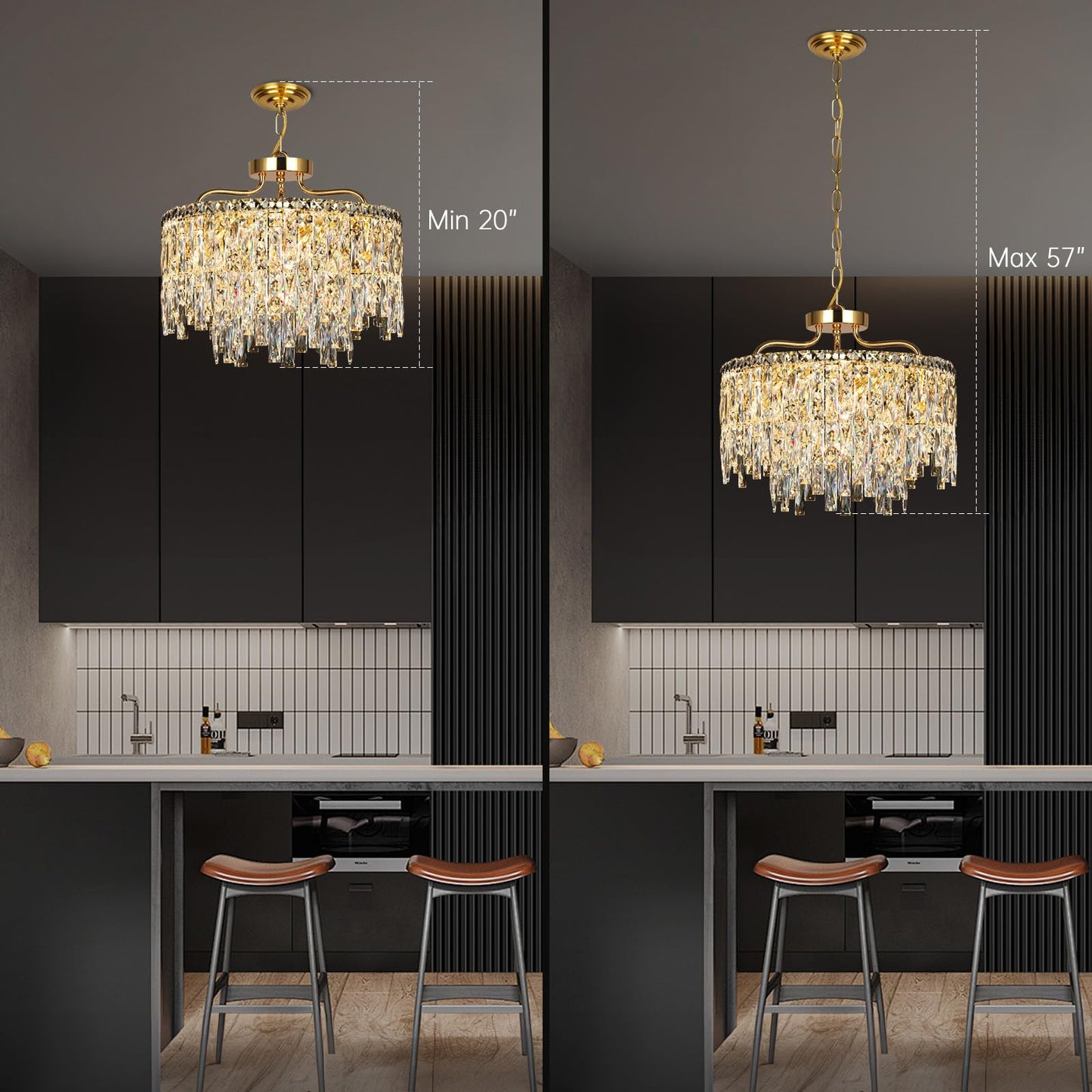 6 Light Gold Crystal Chandelier | Modern Crystal Chandeliers For Dining Room Light Fixture | stylish Ceiling Pendant Lighting For Living Room | Bedroom | Entryway | Foyer | Staircase | Barthroom