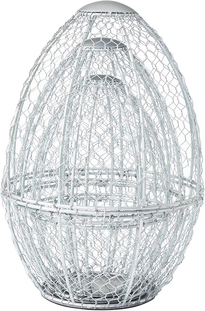 VHC Brands Bunny Hop Chicken Wire Egg Shaped Baskets Set of 3 Sizes