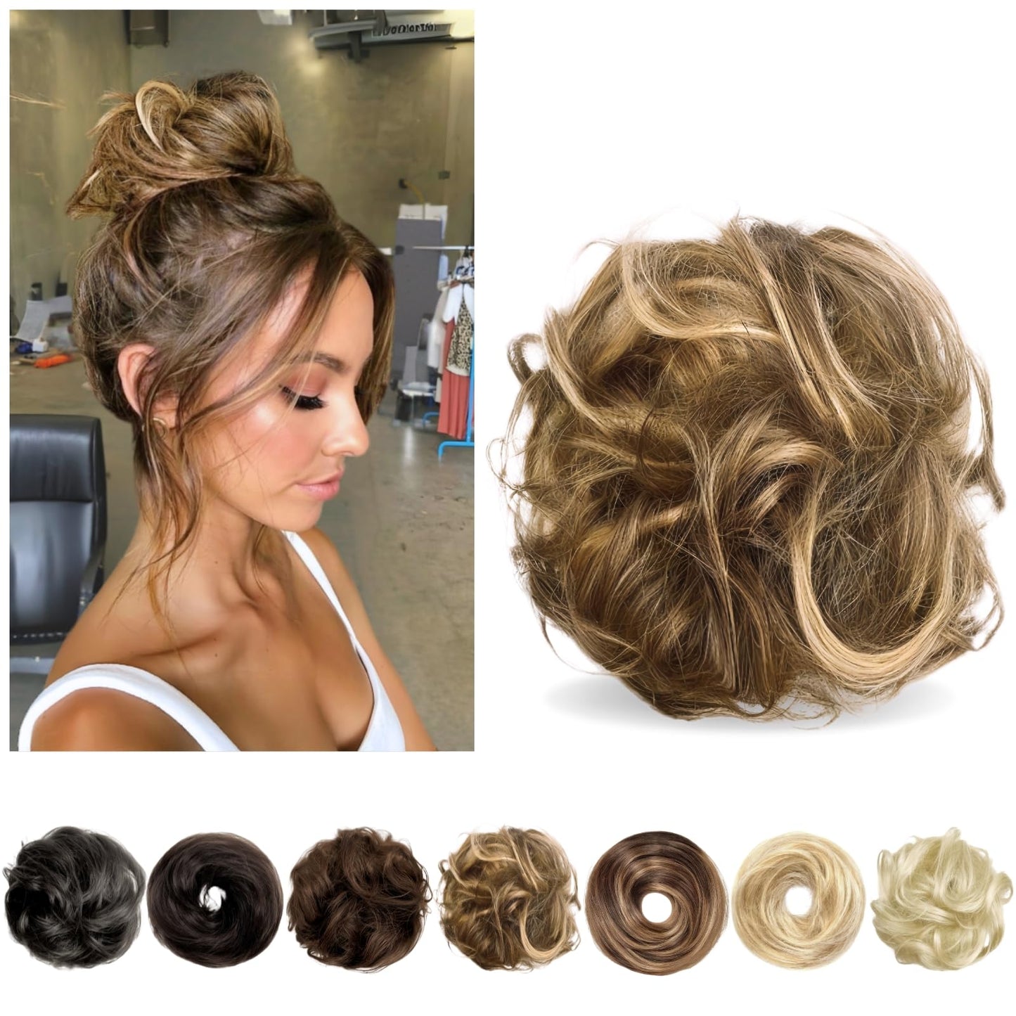 Messy Bun Hair Piece Human Hair, Human Hair Bun, Messy Bun Scrunchie, Updo Hairpieces Donut, Wig, Hairpiece for Women Chocolate
