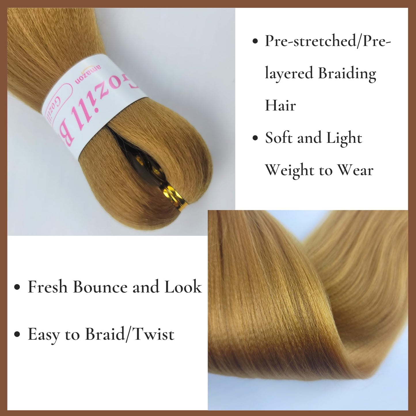 Short Honey Blonde Braiding Hair Pre Stretched Knotless Braiding Hair for Boho Braids(6 Packs 16Inch)