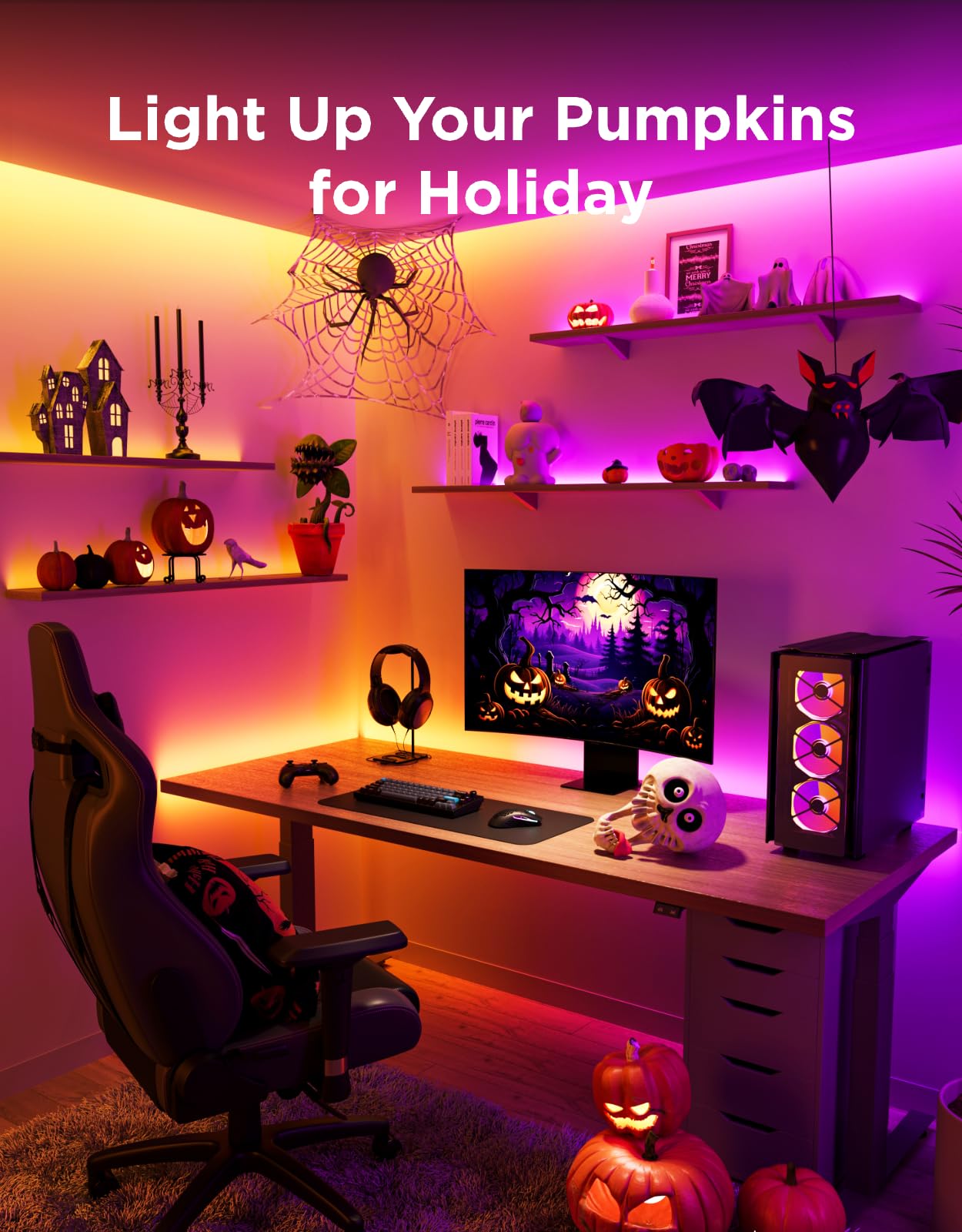 Govee RGBIC LED Strip Lights, 65.6ft Color Changing, App Control, Smart Segmented Control, H6147