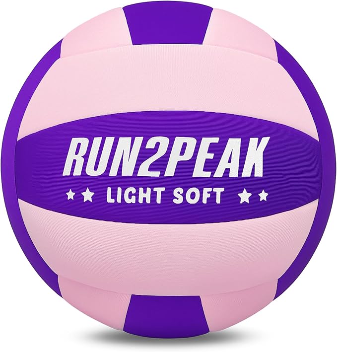 RUN2PEAK Super Soft Light Volleyball - Safe and Quiet Fabric Volleyball Ball for Indoor Play - Official Size 5 Kids Youth ...