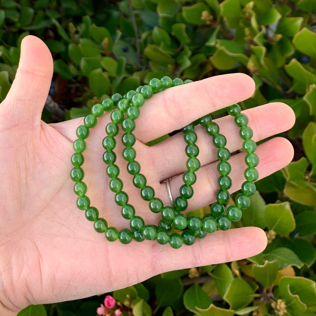 Adabele Real Natural Green Jade Gemstone Beaded Bracelet 8 Inch Stretch Bracelet Chakra Healing Crystal Stone Jewelry Energy Qua