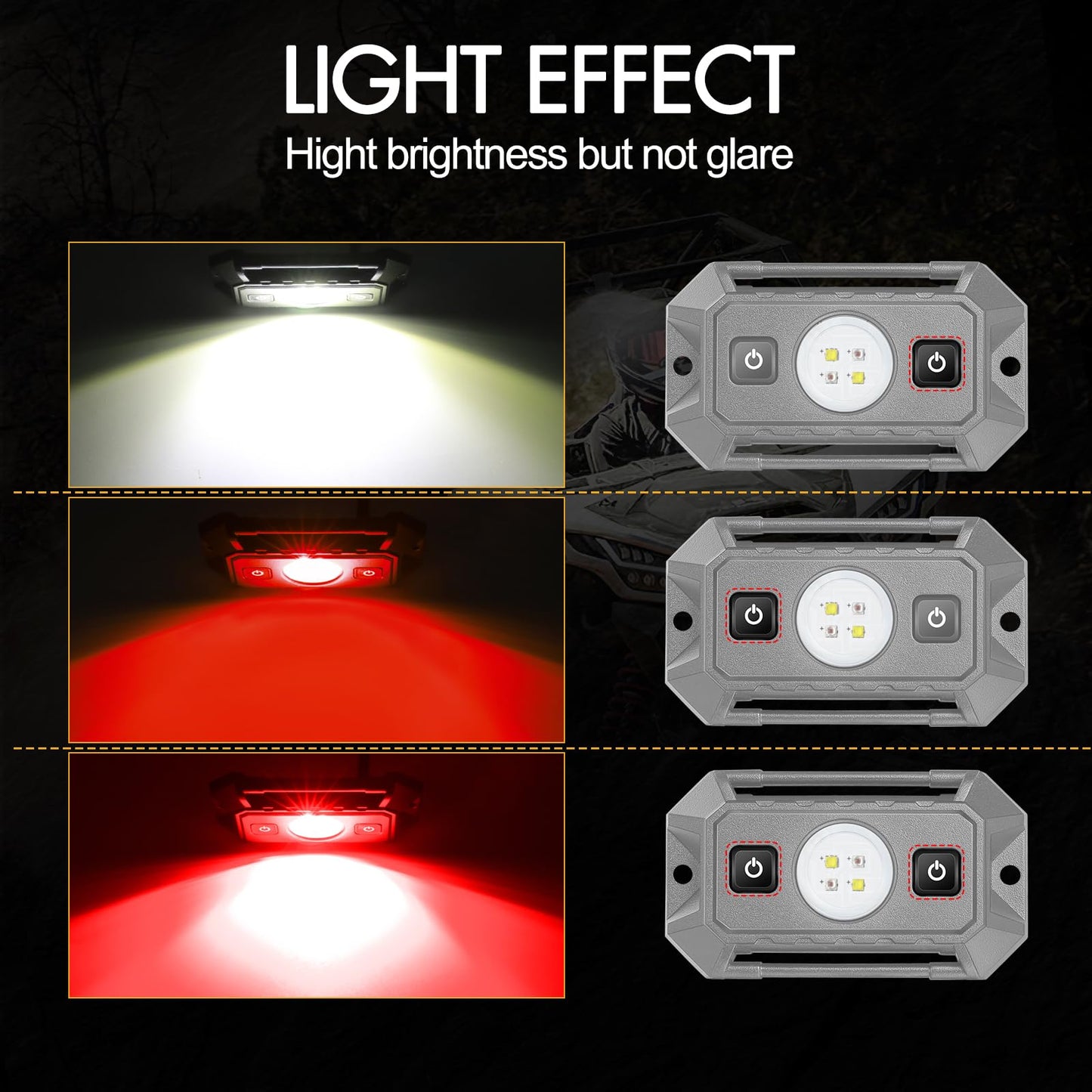 Utv Interior Dome Lights 12V Wired  Rfroad Lighting Led Dome Lights Universal Roll Bar Mount Led Light Utility Roll Cage Light For Utv Atv Rzr Can-Am Truck Golf Cart Sxs Cab - White/Red 2 Pack