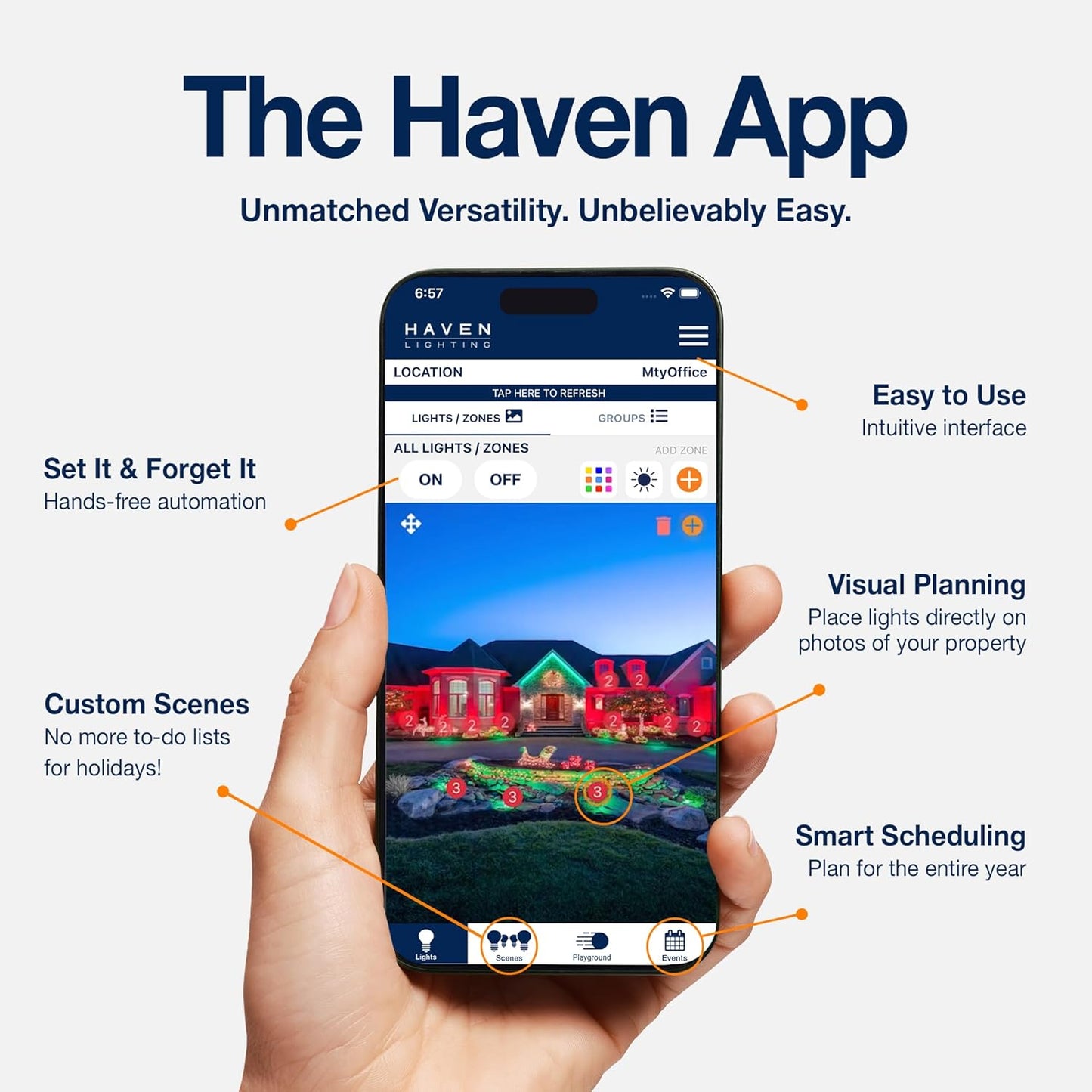 Haven Lighting 9 Series Pro Landscape Lighting Kit - Professional-Grade App Controlled Smart Lights with WiFi - Color Changing Exterior House Lighting, 10-Up LED Lights