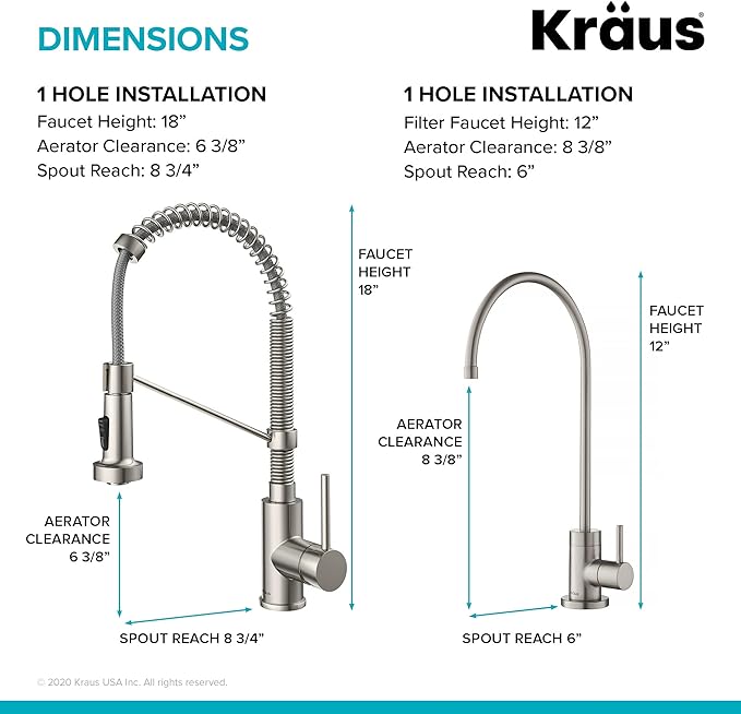 Kraus KPF-1610-FF-100SFACB Bolden Commercial Style Pull-Down Kitchen Purita Water Filter Faucet Combo, Spot Free Antique Champagne Bronze