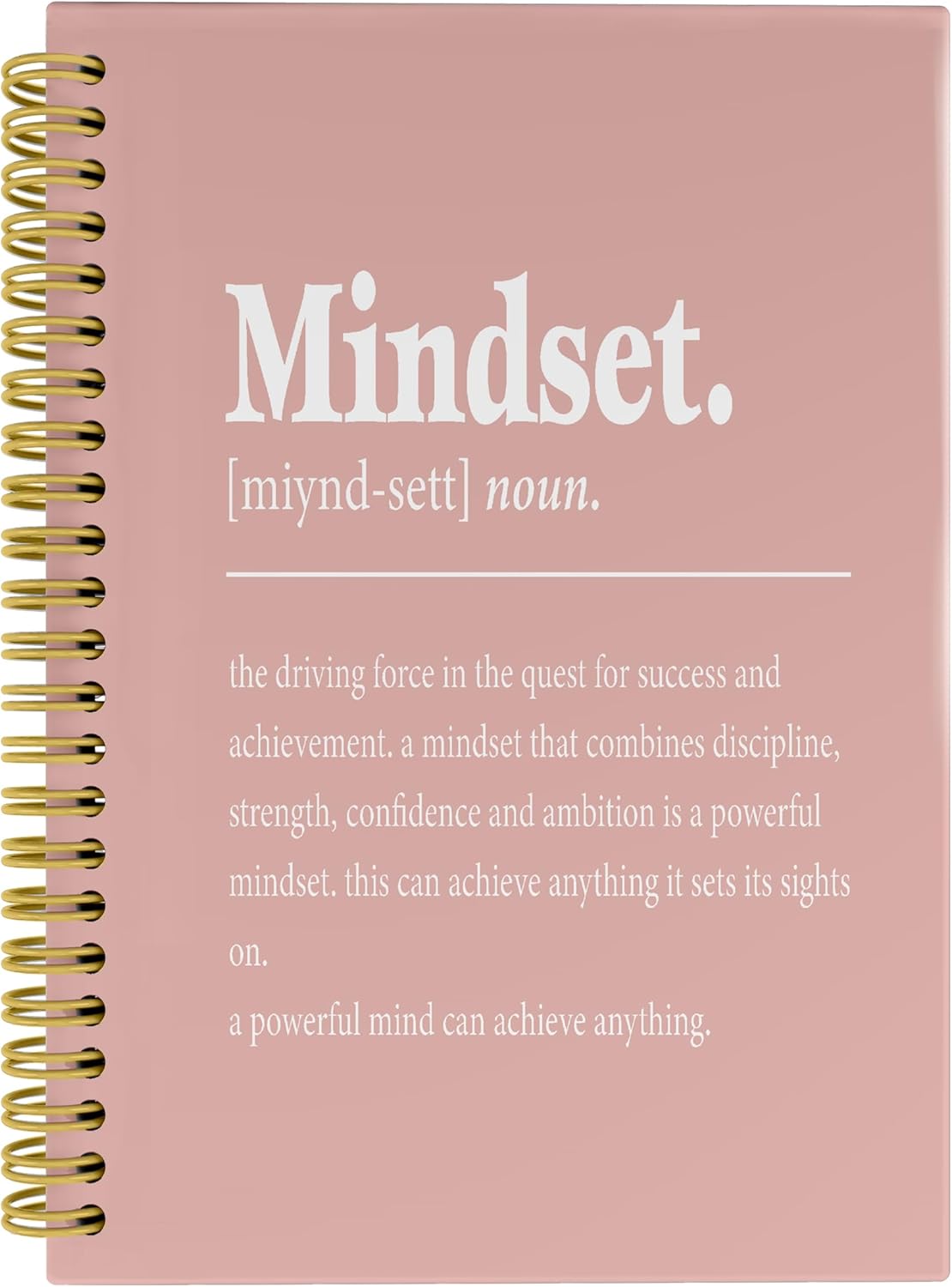 Knibeo Mindset Inspirational Notebooks Journal - Notebooks for School, 5.5×8.3 Inch Inspirational Spiral Bound Notebook with 164 Pages, College School Supplies(Pink)