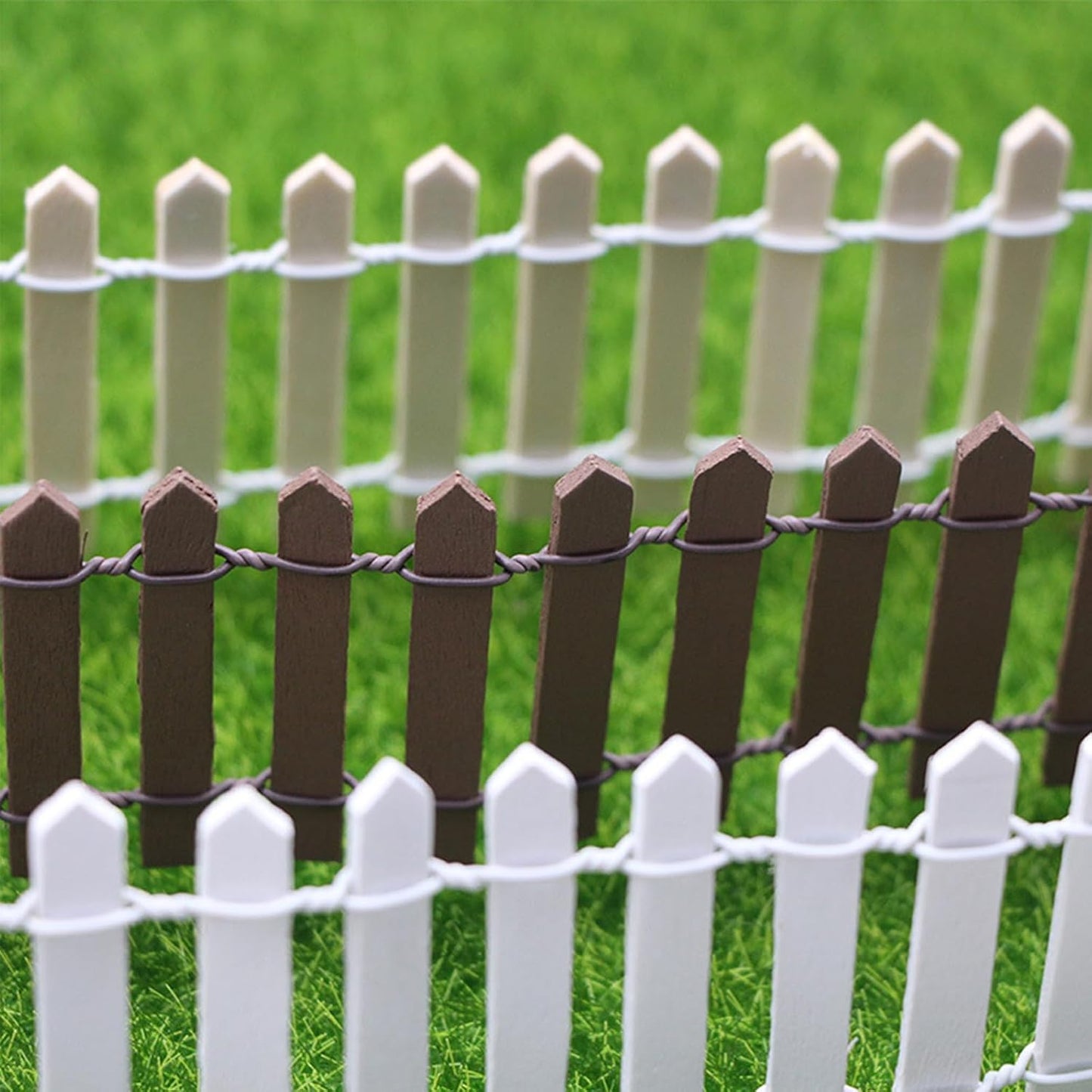 35 Inches Mini Fairy Garden Fence DIY Small Wood Decorative Picket Fence Micro Landscape Miniature Ornaments for Dollhouse, Crafts, Diorama Project, Plant Pot, Nature Wood