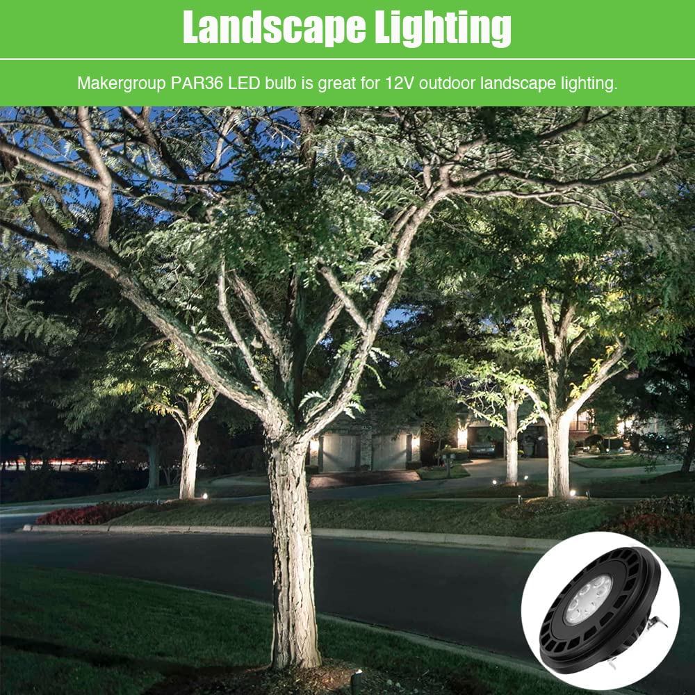 Makergroup Par36 Landscape Led Light Bulb 10W 12V Low Voltage Waterproof Spotlight For Outdoor Yard Lighting Tree Light  In-Ground Well Light  Daylight White 5000K