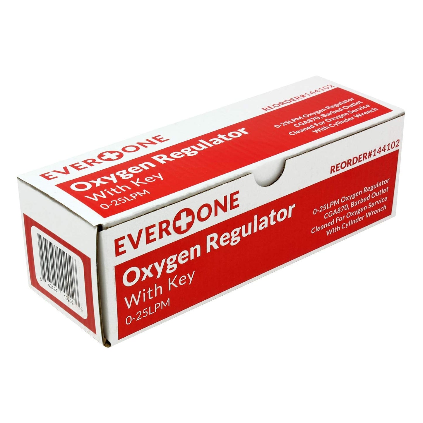 EverOne Mini Oxygen Regulator with Key, 0-25 Litersper min, Brass Sleeve, 870 CGA Connection, Brass Sleeve