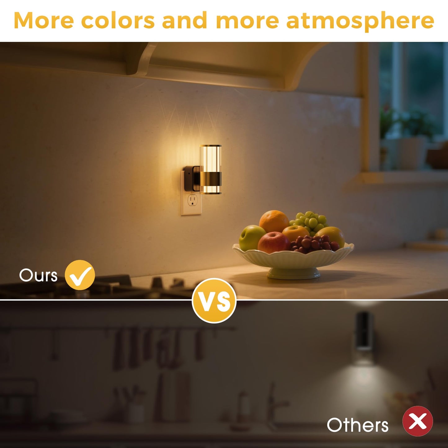 L LOHAS LED Night Light, Dimmable 0-100LM, Auto Light Sensor, 1 Pack, Gold Ring-3000K Stripe, Model A-GY22502US