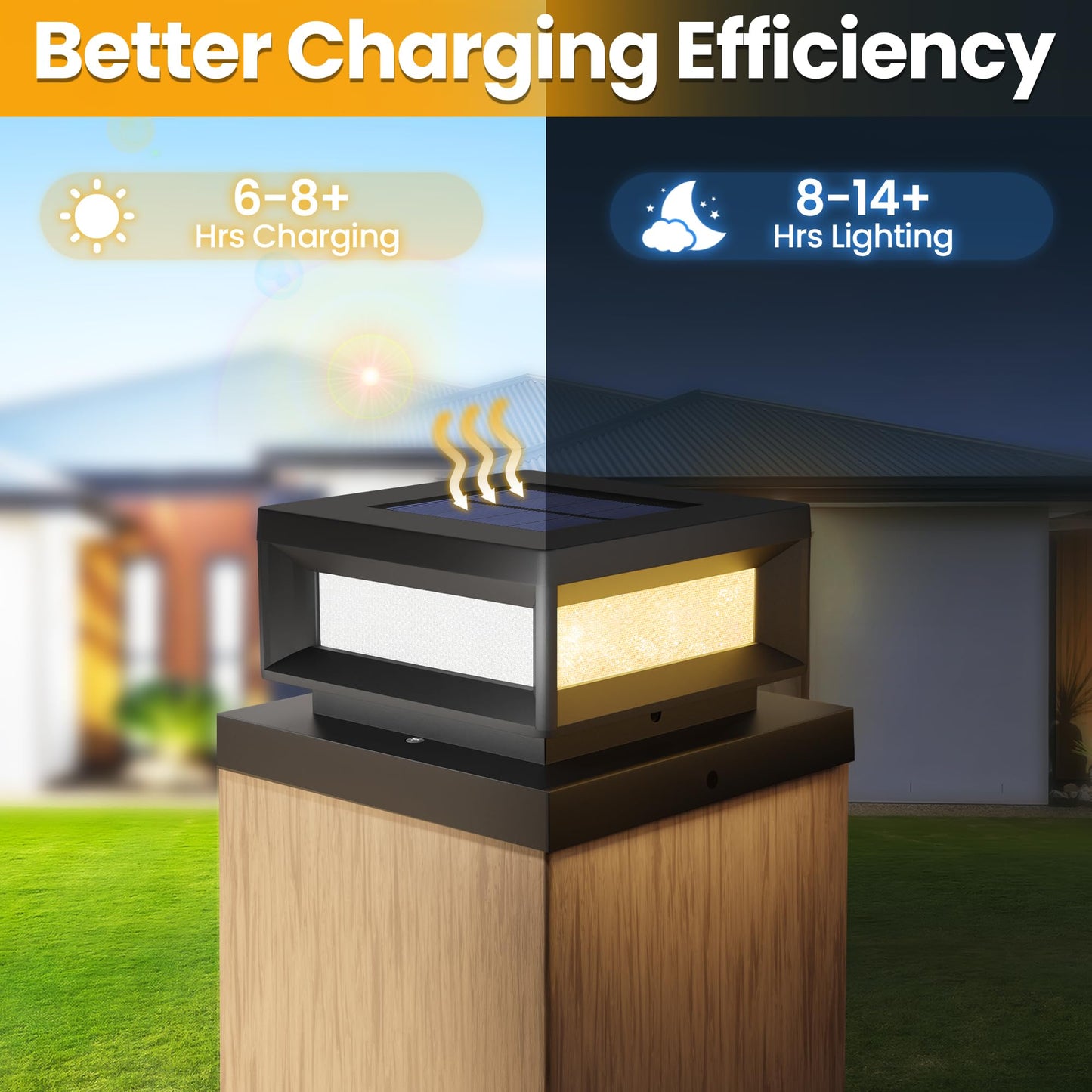Mlambert 12 Pack Solar Powered Post Cap Lights Outdoor For 4X4/6X6 Wood/Vinyl Posts  Waterproof Deck Fence Patio Porch Light Cool/Warm Lighting  Black