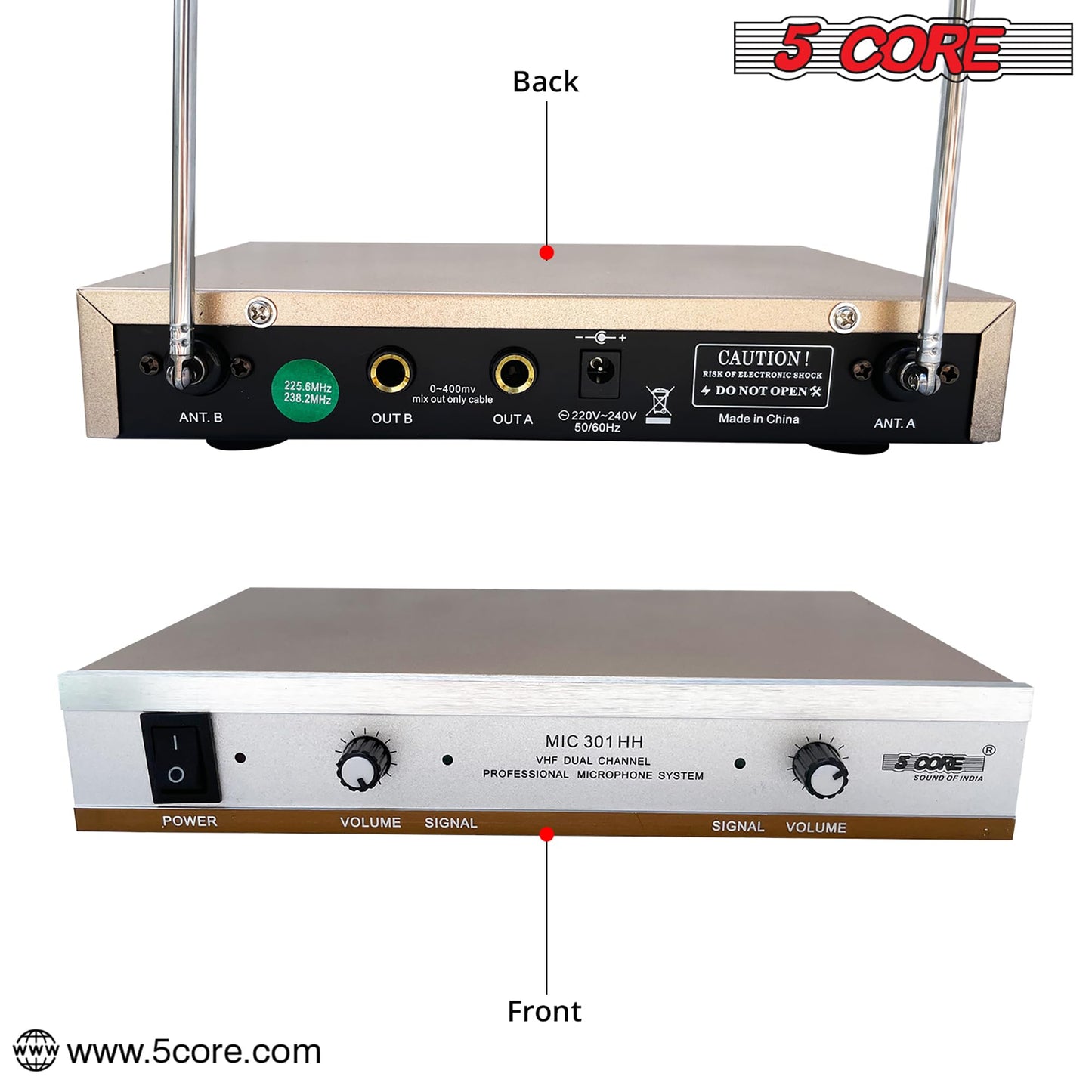 5 Core 2 Channel Wireless Microphones W 2 Headset Portable Mini Mic Headset Microfono Inalambricos With Receiver - Wm 301 Hh