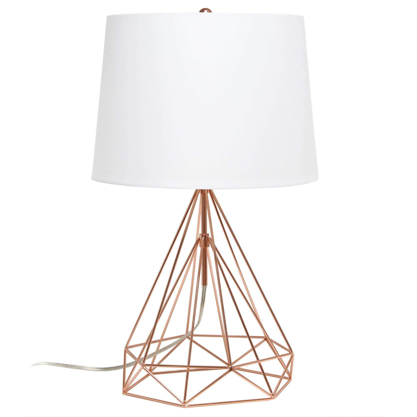 LALIA HOME Decorative Table Lamp, Rose Gold Metal Base, White Fabric Shade, Model LHT-5024-RG