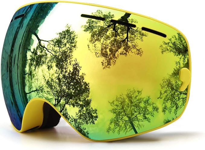Juli Kids Ski Goggles,Interchangeable Double Layer Spherical Lens,OTG Anti-Fog Snowboard Skate Snow Goggles Age 4-16 4300