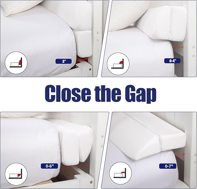 HOMBYS Wedge Pillow Headboard for Bed Gap,Foldable Bed Wedge Gap Filler King Size,Matterss Gap Filler,Multi Functional Bed Crack Pillow, Fill The Gap (0-7") Between Your Headboard and Mattress,White
