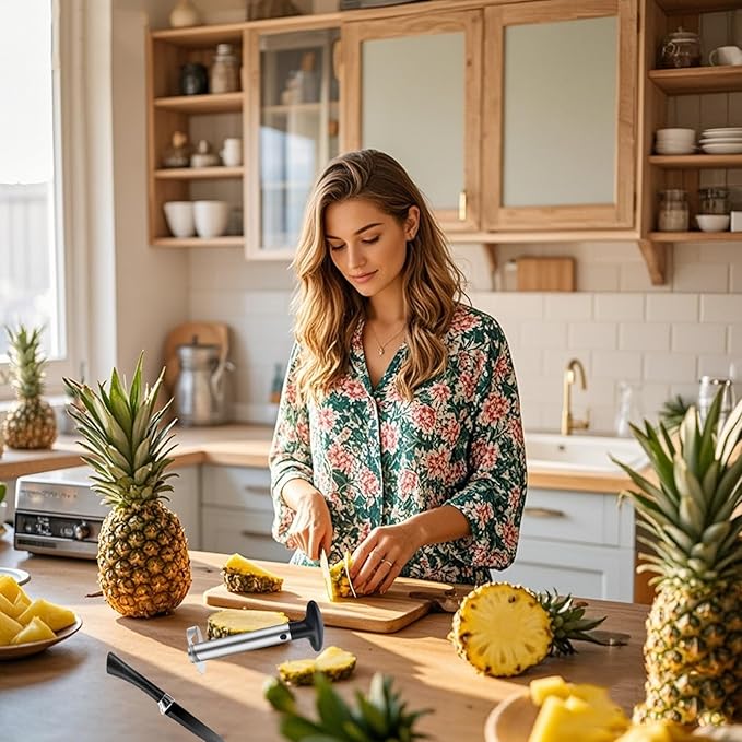Pineapple Corer and Slicer, Stainless Steel Apple Pineapple cutter and corer Set, with Pineapple Slicer, Apple Corer and Fruit Cutter, Pineapple Apple corer tool kitchen