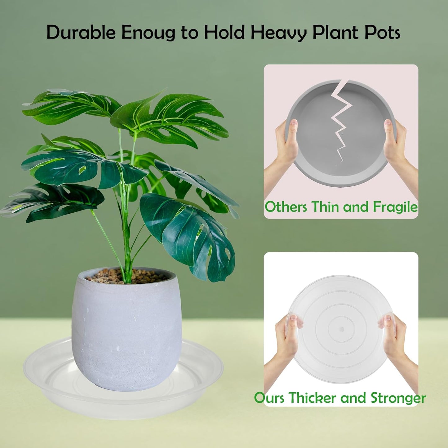 6 Pack 12 Inch Round Plant Saucers for Less 9.8 Inch Pot Indoors Outdoors Plant Trays for Pots Planter Saucer Drip Tray Flower Planter Water Tray for Pot(Clear, 11.8"(6pcs))