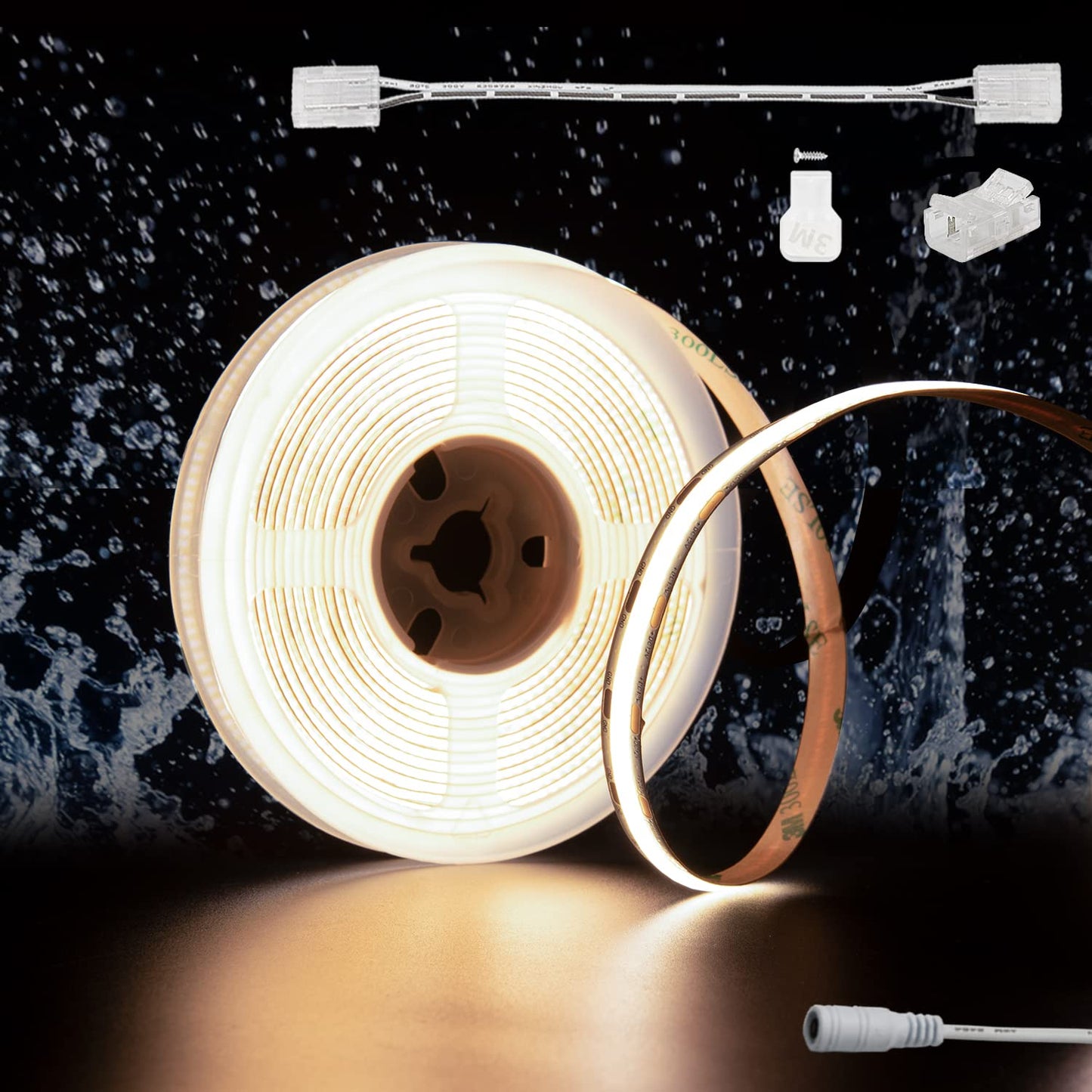 Pautix Cob Led Strip Lights 4000K Ip65 Waterproof 18Ft White Copper Tape For Kitchen Home Diy Lighting Projects