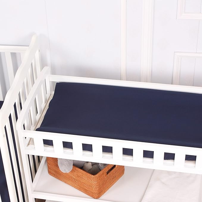 CaSaJa Diaper Changing Pad Cover for Baby Boys Set of 3, Snug Fit 4-Sided Contoured Changing Table Pad 16x31 16x32, Fitted Change Pad Sheet Navy Gray Black, 100% Silky Soft Breathable Microfiber