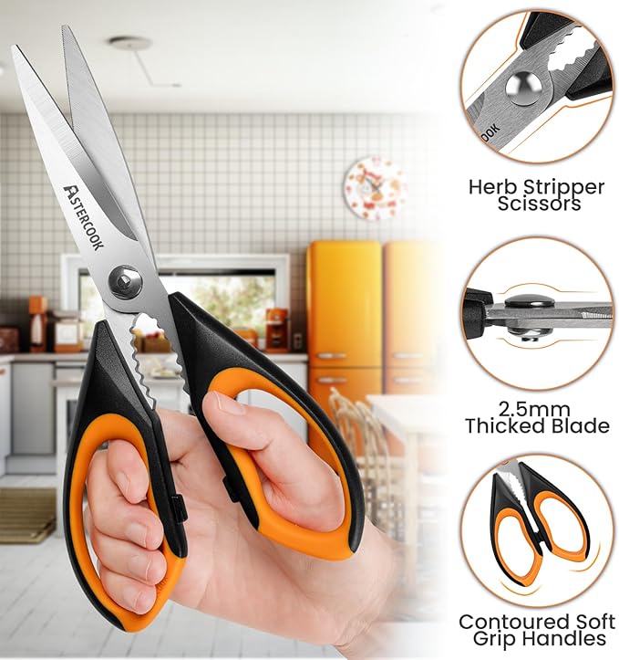 Astercook Kitchen Scissors All Purpose Heavy Duty,3 Pack Kitchen Shears Set,Stainless Steel Kitchen Gadgets for Cutting Food,Poultry,Meat,Vegetable,Herb Dishwasher Safe Utility Tools Home Gift